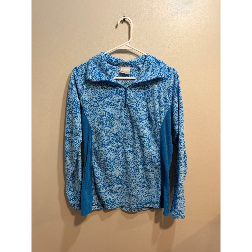 Columbia Womens Blue Speckled Quarter Zip Fleece Pullover Jacket Size L XK1447